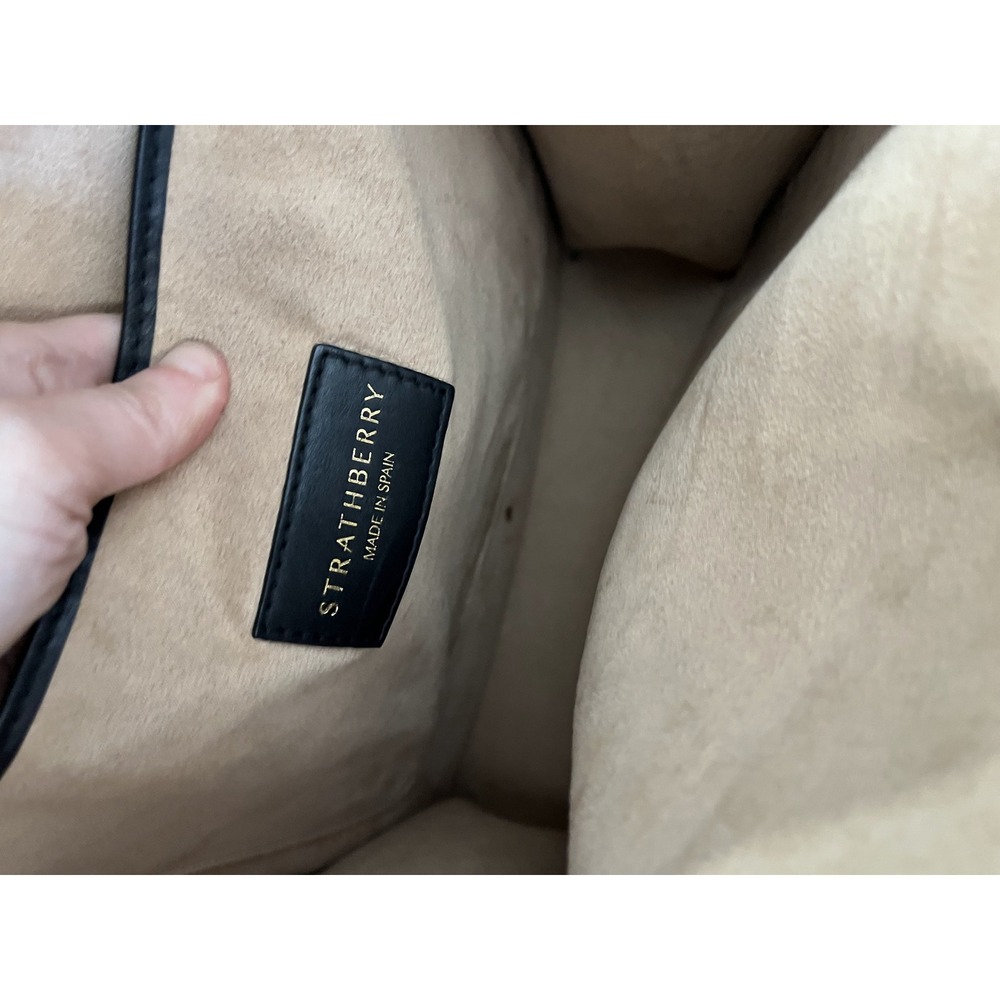 Strathberry Black Leather & Calf Hair Convertible Backpack Made in Spain - Picture 8 of 10